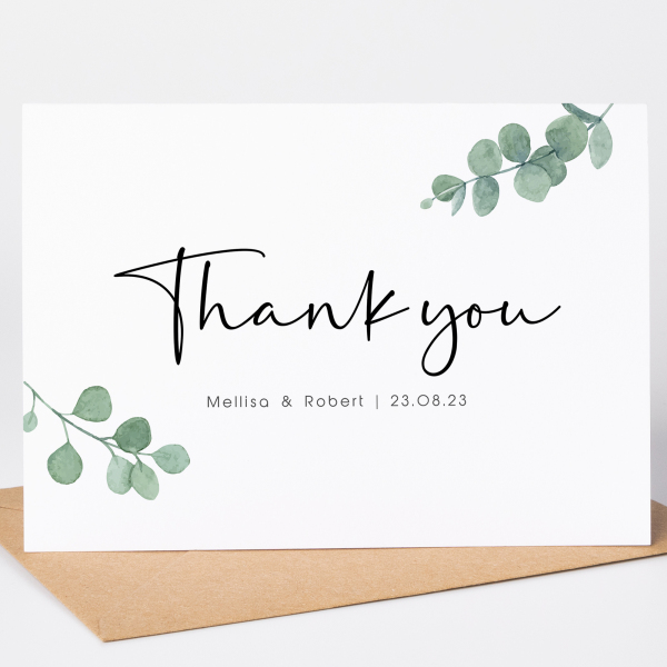 Wedding Thank You Cards - Eucalyptus Thank You - Small (Approx. A6)