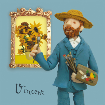 Van Gogh, an art themed greetings card from Erica Sturla's Artist at Work range, 150mm square and blank inside for your message