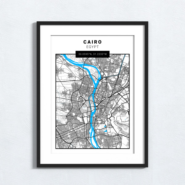 Cairo - Egypt - Map Print - A4