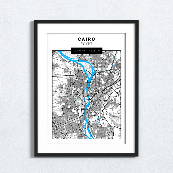 Cairo - Egypt - Map Print - A4