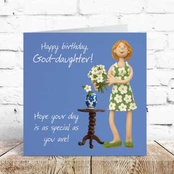 God-daughter birthday card from a Godparent - designed by Erica Sturla - 15cm square and blank inside, made in the UK