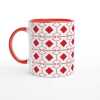 Red Diamonds and Shapes Mug - Ceramic White