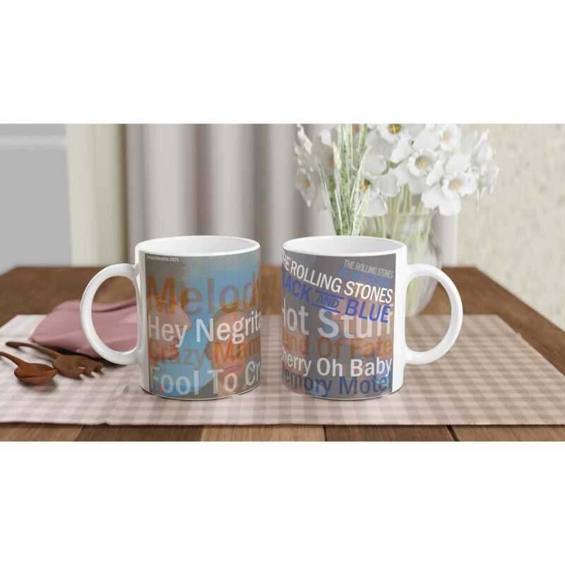 Rolling Stone Black and Blue Album Track Mug - Ceramic White