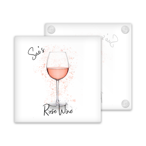 Personalised Rose Wine Glass Coaster with Splash Effect