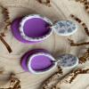 Handmade Lilac Clay Earrings: Silver Leaf Organic Circle Statement Earrings