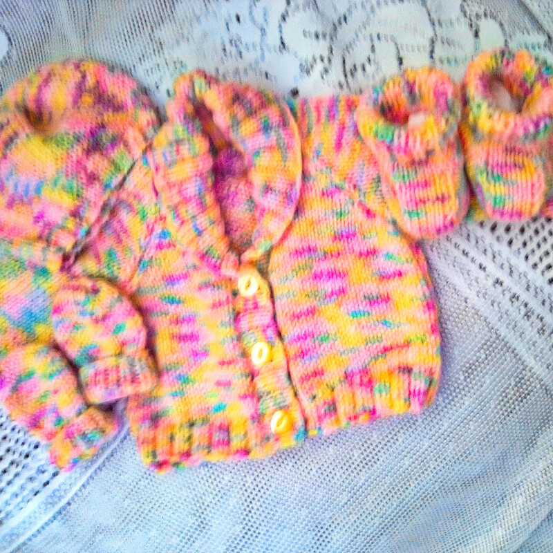Shawl Collar Cardigan Set, 4 Piece Cardigan Set, Baby Clothes - Newborn         14 inch chest - £17.50