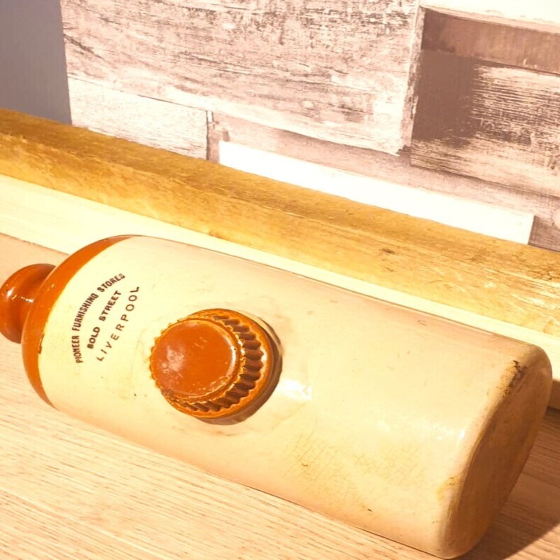The Pioneer Furnishing Stores Liverpool Ceramic Hot Water Bottle - Vintage - Great Window Piece