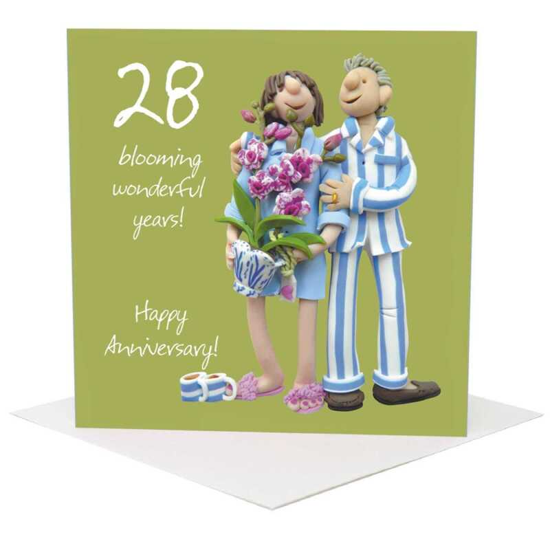 28th anniversary card (orchid anniversary) - designed by Erica Sturla - 15cm square and blank inside, made in the UK