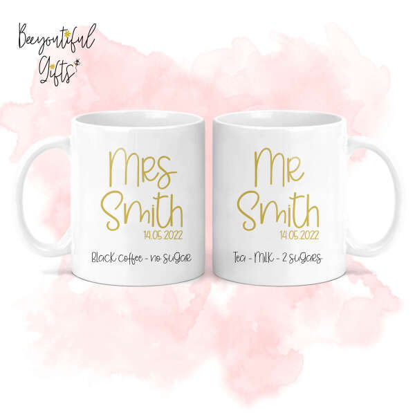 Personalised Wedding Mug Set - Mr & Mrs/Mr & Mr/Mrs & Mrs