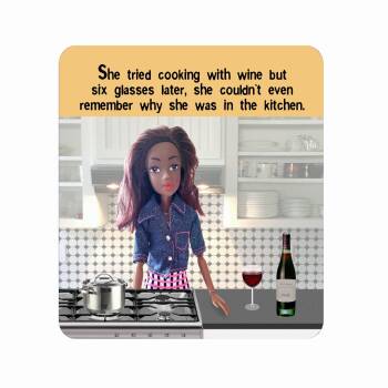 Doll Coaster | Cooking with wine | Funny coaster for her | drink | Wine coaster | tea | coffee | gift