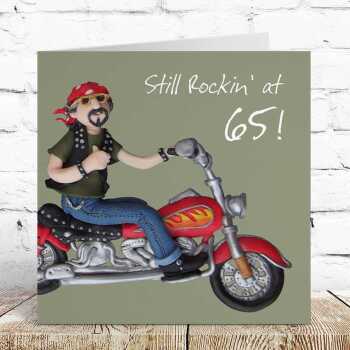 65th birthday card for him - designed by Erica Sturla - 15cm square and blank inside, made in the UK
