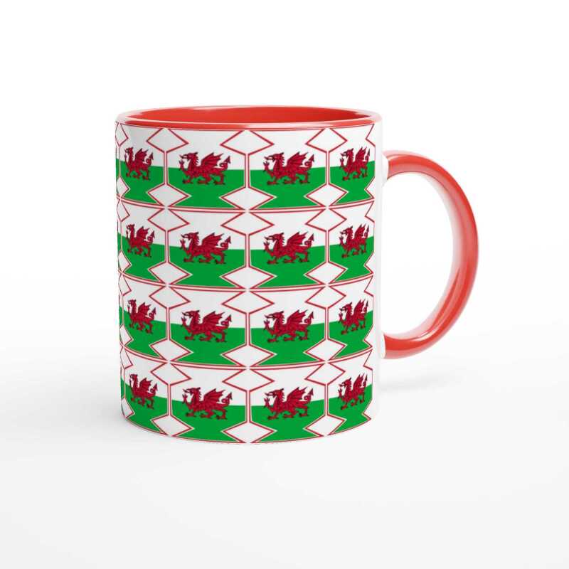 Welsh Dragon Pattern Mug - Ceramic White