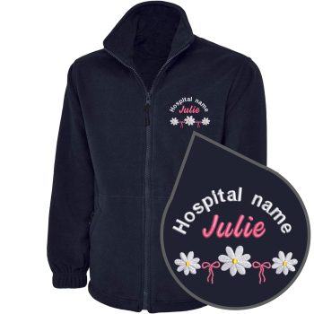 Daisy Healthcare Fleece Jacket with Rainbow Design | Private healthcare Fleece Jacket Embroidered with Name. Custom Outdoor Weather Jacket
