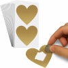 Gold Heart Scratch Off Stickers | 50pcs 7 x 8cm Large Scratch Heart Stickers