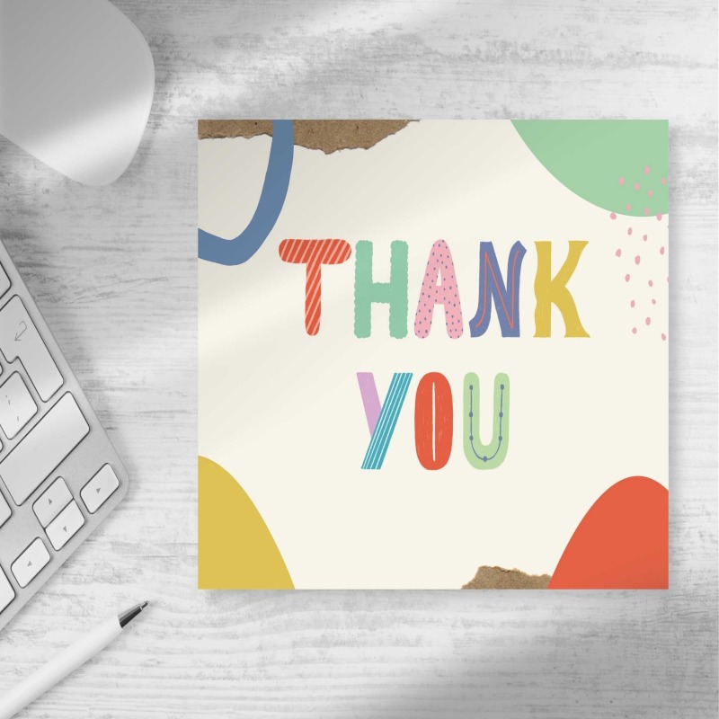 Printed Thank You / Note Postcards Multicoloured Fancy with Envelope | A6 Size Format | Small Business, Gifts, Events - Squared (No Env) - 8
