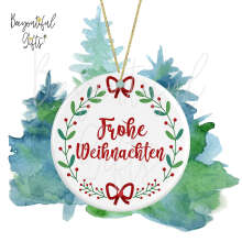 Ceramic Christmas Tree Decoration - Frohe Weihnachten