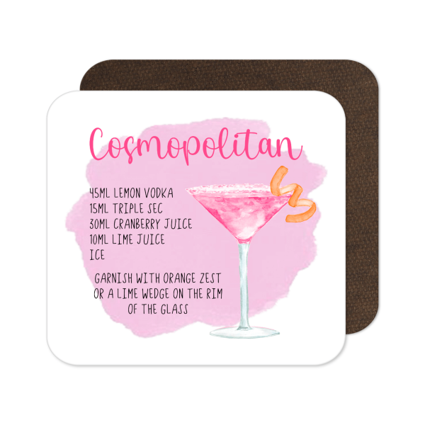 Cocktail Recipe Coaster - Cosmopolitan