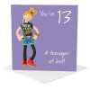 13th birthday card for her - designed by Erica Sturla - 15cm square and blank inside, made in the UK