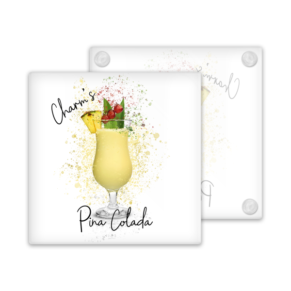 Personalised Pina Colada Glass Coaster with Splash Effect