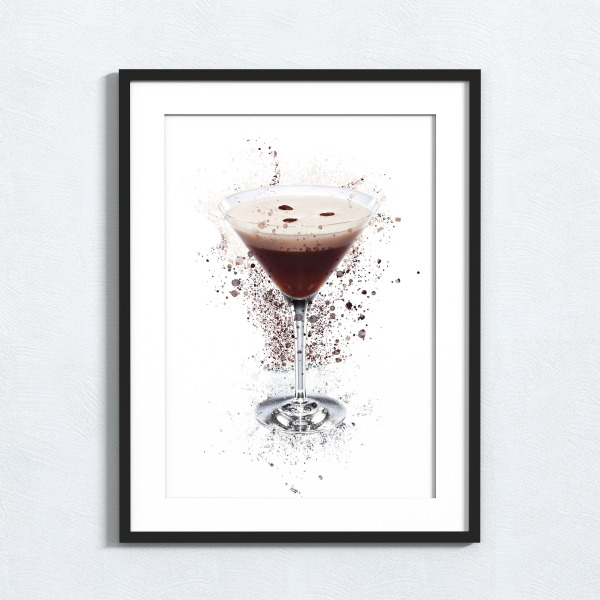 Espresso Martini Splash Effect Art Print - A6 (Approx. 10cm x 15cm)