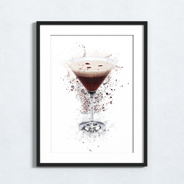 Espresso Martini Splash Effect Art Print - A6 (Approx. 10cm x 15cm)