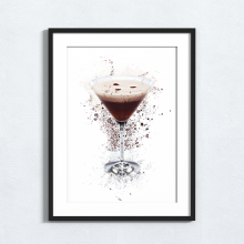 Espresso Martini Splash Effect Art Print - A6 (Approx. 10cm x 15cm)