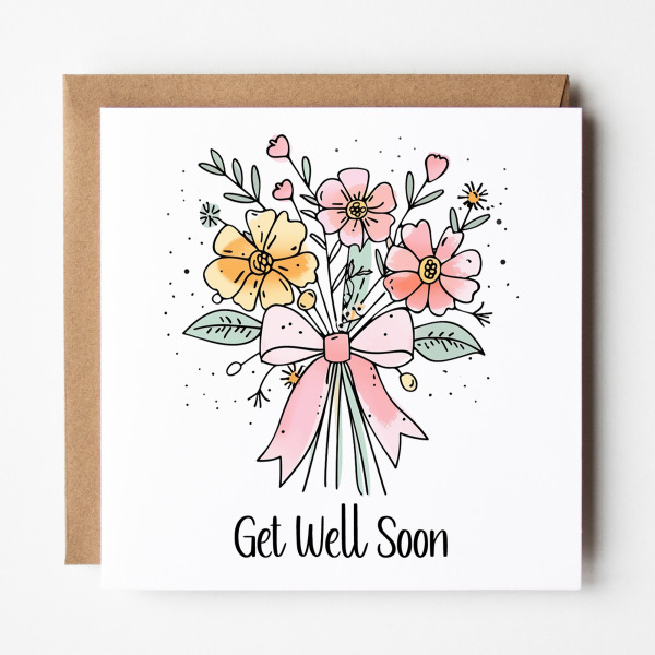 Get Well Soon Card - Floral Bouquet - Standard Smooth Card