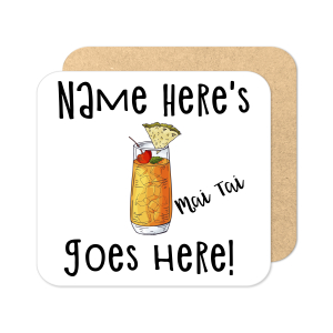 Personalised Cocktail Coaster - Hand Drawn Mai Tai