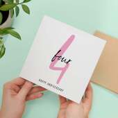 4 Year Anniversary Card For 4th Wedding Anniversary For Him or Her Wife Husband Card For Forth Anniversary