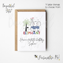 Personalised Birthday Card - Children's Safari Animal - Small (A6)