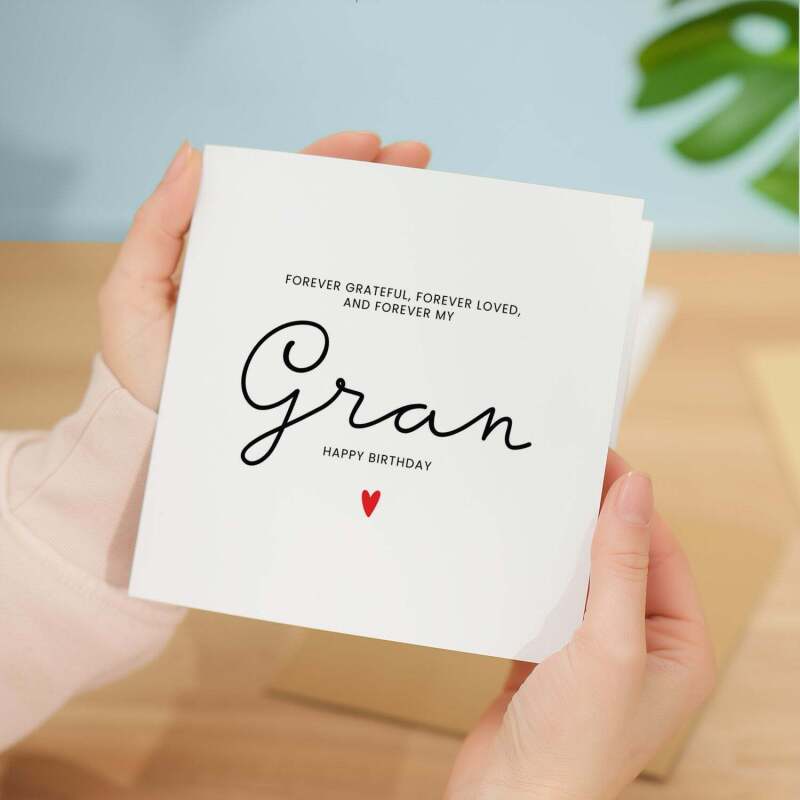 Gran Birthday Card For Her, Forever Loved Gran Birthday Card, Birthday Gift For Gran, Gran Birthday Gift - Square (5.5x5.5) / Blank Inside