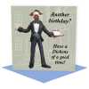 Funny literature themed birthday card featuring Charles Dickens - designed by Erica Sturla - 15cm square and blank inside, made in the UK