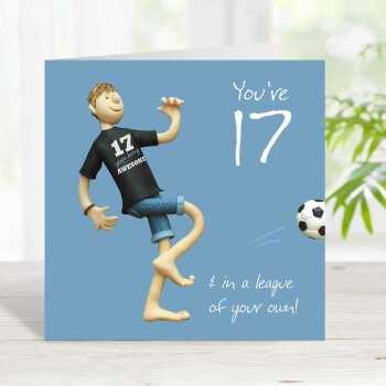 17th birthday card for him - designed by Erica Sturla - 15cm square and blank inside, made in the UK