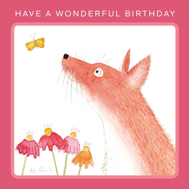 Holy Mackerel A Fox Called Fred nature and countryside themed birthday card by Ailsa Black - 15cm square - blank inside