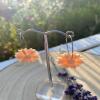 Pink Clay Flower Dangle Earrings: Boho Nature-Inspired Jewelry - silver - small