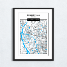 Guangzhou - China - Map Print - A4