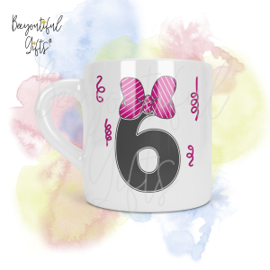 Personalised Bow with Streamers 6th Birthday Number Smug Mug® (6oz)