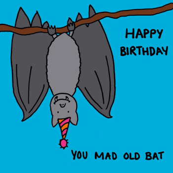 Mad Old bat Greetings Card
