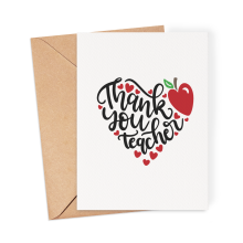 Thank You Teacher Card - Thank You Teacher Apple Heart - Small (Approx. A6) - Standard Smooth Card