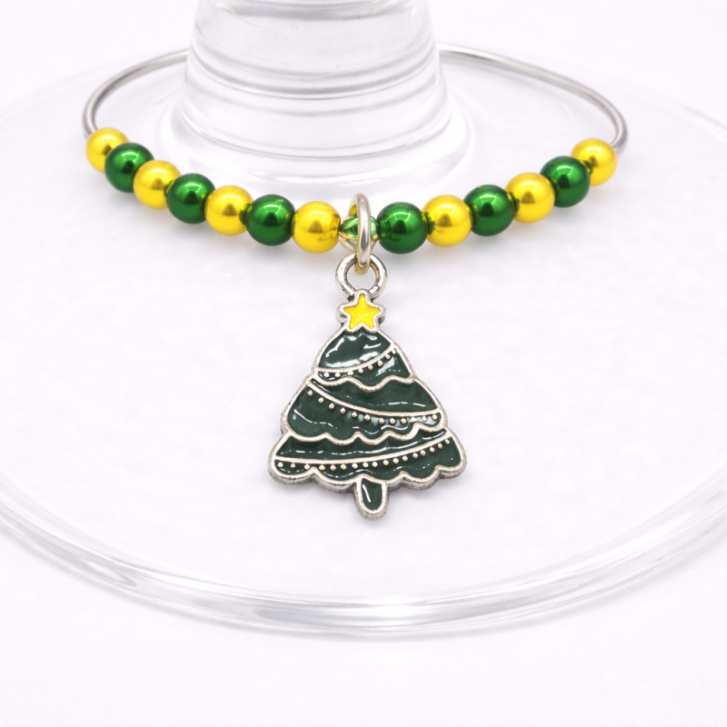 Handmade Wine Glass Charm - Christmas Tree