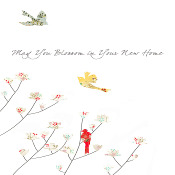 Holy Mackerel floral magnolia new home card - designed by Eloise Hall - 15.7 x 11cm and blank inside