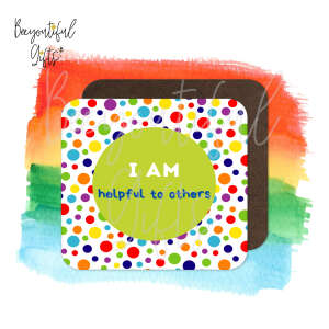 Children's Affirmation High Gloss Wooden Coaster - I Am Helpful To Others