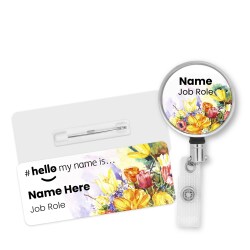 Hello My Name is Badge Floral with ID Badge Reel Personalised Durable Name Badge #hello mynameis Badge, Nurse Badge, Nurse Badge NHS Badge