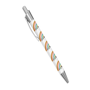 Personalised Retractable Ballpoint Pen - Retro Heartbeat Rainbow