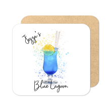 Personalised Blue Lagoon Coaster with Splash Effect - Standard Wooden Coaster