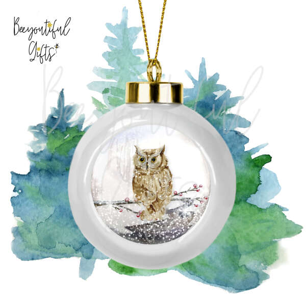 Ceramic Christmas Tree Bauble - Watercolour Winter Animal