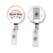 Personalised Metal ID Reel - Tooth Pink Rainbow