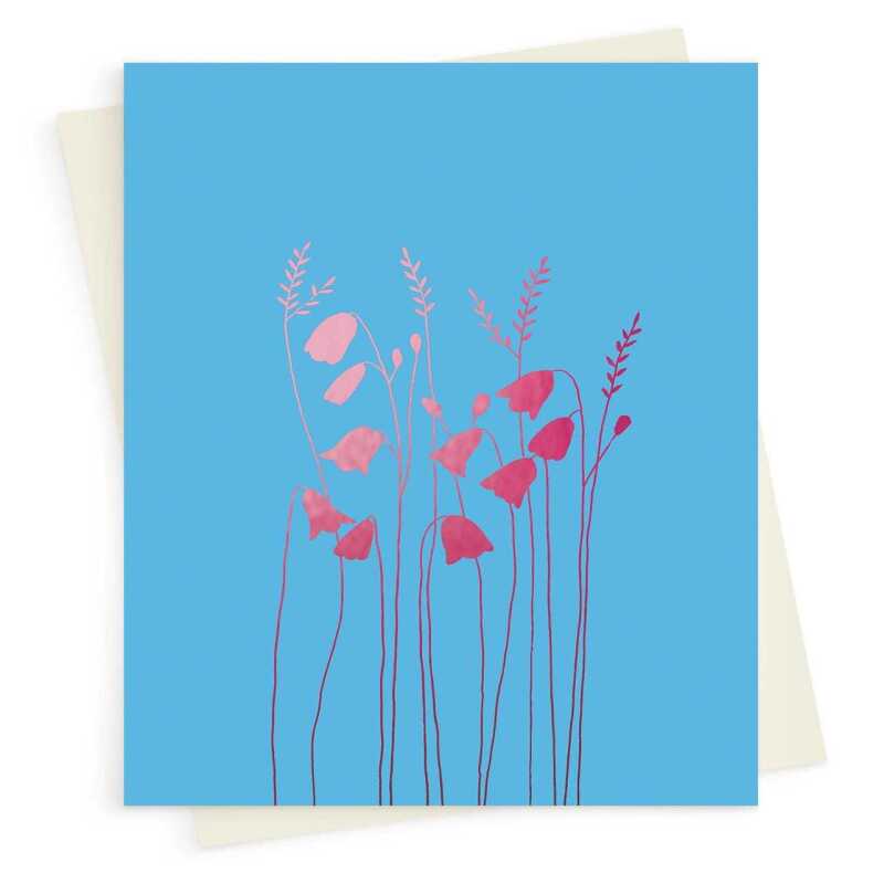 Echinacea blank card with a pretty pink foil print - designed by artist Eloise Hall - 15.7 x 11cm and blank inside