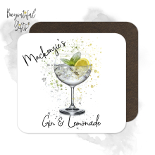 Personalised Gin & Lemonade Coaster with Splash Effect