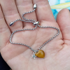 Gold Tiger's Eye Crystal Sterling Silver Drawstring Bracelet